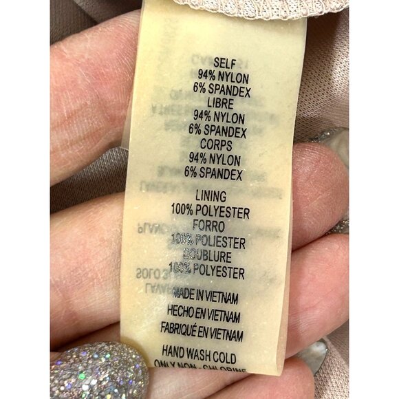 Vince Camuto Dress Lace Overlay Ivory Taupe 8 Above Knee Sheath 3/4 Sleeve Party - Picture 6 of 16